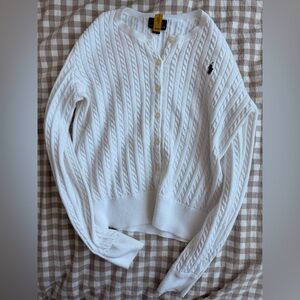 Polo Ralph Lauren White Cable Knit Cardigan